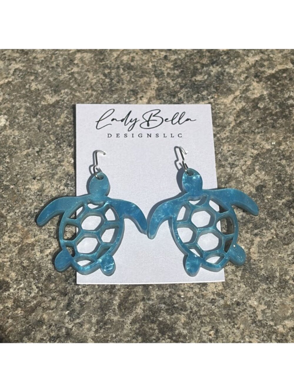 Turtle Blue Dangle Earrings Ocean Lady Bella Designs Sea Life Summer Gift NEW - Picture 5 of 12